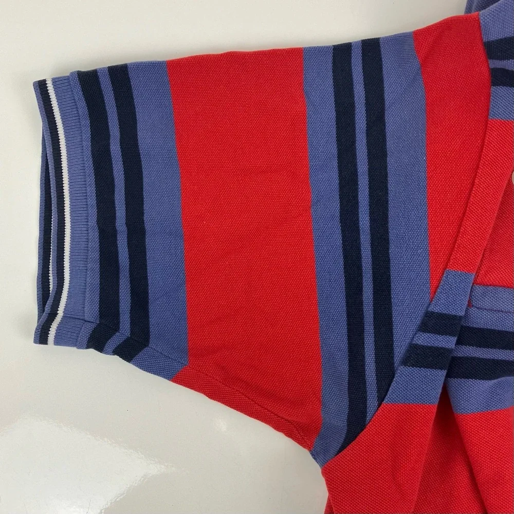 Vintage Polo Ralph Lauren Men’s Striped Polo Short Sleeve Shirt Size XL Red